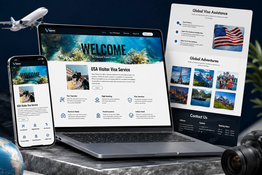 Vibrant Travel Town — travel & visa services website